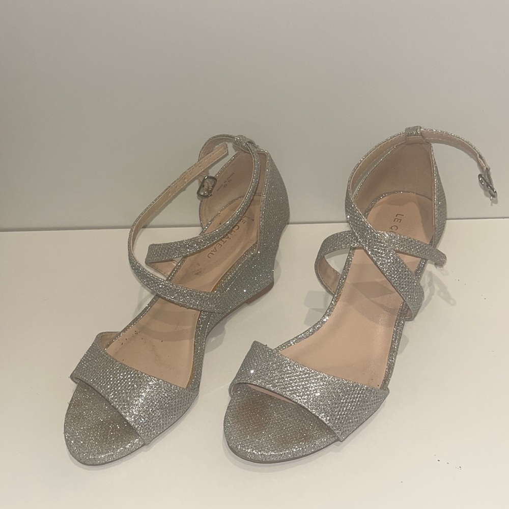 Silver wedged heels
